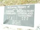 Gordon LITHERLAND, dad, 2-11-25 - 11-6-99; Patricia Mary LITHERLAND (nee GALLOWAY), mum, 11-10-25 - 6-8-77; Upper Caboolture Uniting (Methodist) cemetery, Caboolture Shire 