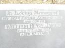 William Henry JAMES, father father-in-law pa, died 16 June 1987 aged 67 years; Upper Caboolture Uniting (Methodist) cemetery, Caboolture Shire 