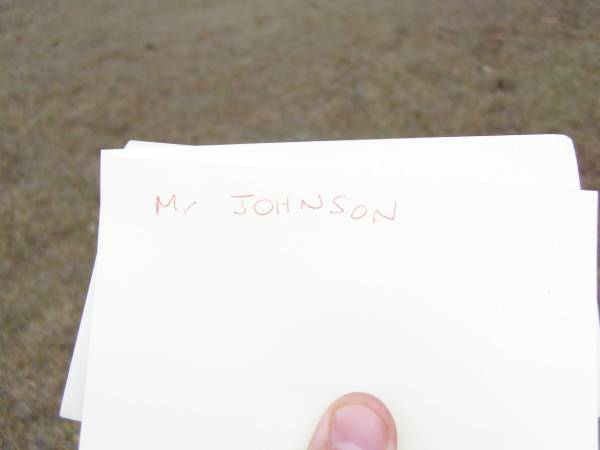 Mr JOHNSON;  | Upper Caboolture Uniting (Methodist) cemetery, Caboolture Shire  | 