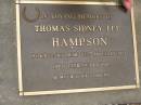 Thomas Sidney Lee HAMPSON, born Eidsvold 23 May 1927, died 13 July 1998; Upper Coomera cemetery, City of Gold Coast 