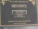 Colin Johannes SIEVERTS, 1944 - 2004, husband of Janette, father of Deborah, Tony, Marie & Kristoffer; Upper Coomera cemetery, City of Gold Coast 
