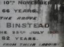 
Mary BINSTEAD,
wife of William BINSTEAD,
died 10 Nov 1894 aged 66 years;
William BINSTEAD,
died 23 July 1903 aged 82 years;
Upper Coomera cemetery, City of Gold Coast
