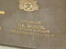 G.K. BIGNELL, died 4 Nov 1993 aged 83 years; Upper Coomera cemetery, City of Gold Coast 