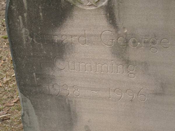 Bernard George CUMMING,  | 1938 - 1996;  | Upper Coomera cemetery, City of Gold Coast  | 