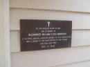 
Alexander William (Lex) MORRISON; 15 June 1964
All Saints Anglican Church, Warra, Wambo shire
