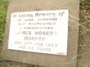 James (Jim) Robert MURPHY, husband stepfather grandfather, died 10 Feb 1963 aged 80 years; Warra cemetery, Wambo Shire 
