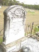 
John F. FRANCIS,
father,
died 26 May 1921 aged 74 years;
Mary Ann,
wife mother,
died 20 March 1936 aged 83 years;
Warra cemetery, Wambo Shire
