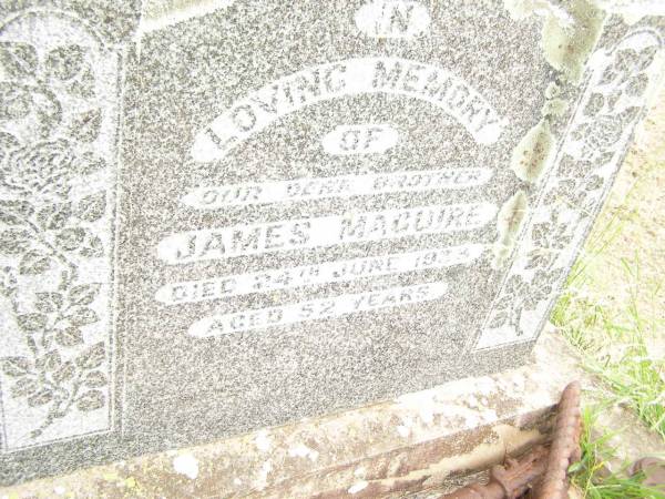 James MAGUIRE,  | brother,  | died 24 June 1933? aged 52 years;  | Warra cemetery, Wambo Shire  | 