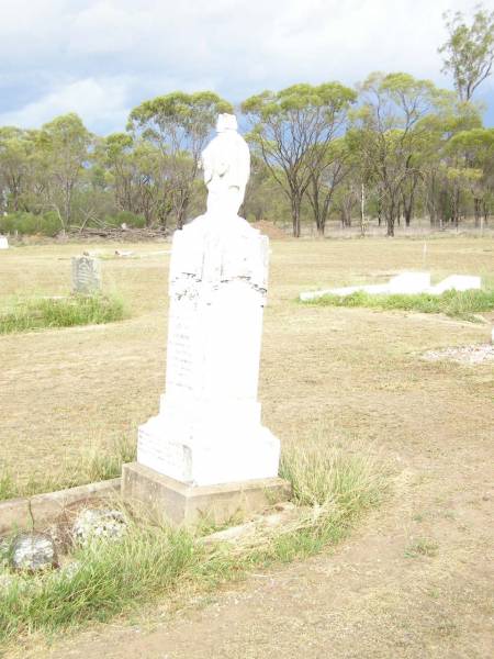 Hubert Oliver THOMPSON,  | son brother,  | died 18 Oct 1920 aged 26 years 11 months;  | Warra cemetery, Wambo Shire  | 