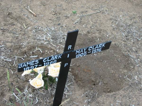 James CLARK,  | 1897 - 1968;  | Mary CLARK,  | 1905 - 1976;  | Warra cemetery, Wambo Shire  | 