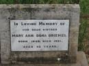 Mary Ann Dora DRIEMEL, mother, born 1868, died 1921 aged 53 years; Warra cemetery, Wambo Shire 