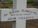 John WILLIAMS, father, died 16 Jan 1906 aged 43 years; Warra cemetery, Wambo Shire 