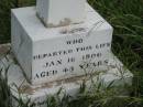 John WILLIAMS, father, died 16 Jan 1906 aged 43 years; Warra cemetery, Wambo Shire 