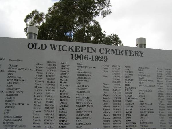 Old Wickepin Cemetery 1906 - 1929  |   | 