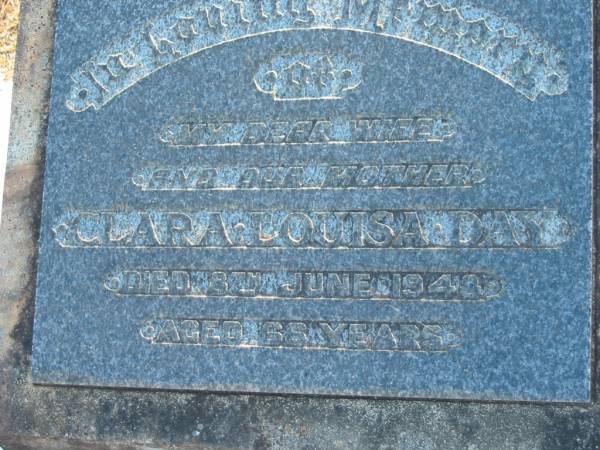 Clara Louisa DAY  | 8 Jun 1948, aged 66  | Wonglepong cemetery, Beaudesert  | 