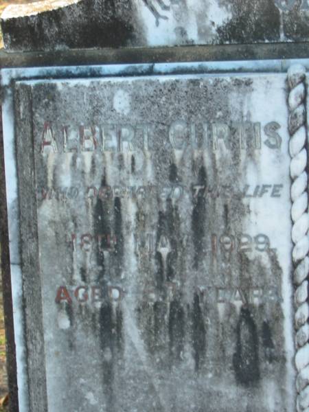 Albert CURTIS  | 18 May 1929, aged 67  | Wonglepong cemetery, Beaudesert  | 