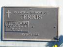 
FERRIS, Gregory Allen,
born 12-02-1928 died 04-11-2002, 74 years;
Woodford Cemetery, Caboolture
