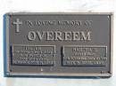 
OVEREEM;
Pieter,
14-7-1911 - 26-3-2003, 91 years;
Bartha H. died 14 Nov 2003, 87 years;
Woodford Cemetery, Caboolture
