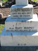 
Joseph MURPHY,
died 9 Nov 1917 aged 58 years;
Mary MURPHY,
died 10 Sept 1935 aged 43 years;
Isabella MURPHY,
died 20 July 1941 aged 75 years;
Thomas MURPHY,
died 19 Dec 1954 aged 69 years;
Woodford Cemetery, Caboolture
