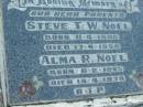 
parents;
Steve T.W. NOEL,
born 11-4-1888 died 17-4-1959;
Alma R. NOEL,
born 6-2-1905 died 14-4-1978;
Woodford Cemetery, Caboolture
