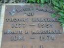 
Thomas MARSHALL,
1877 - 1959;
Minnie H. MARSHALL,
1881 - 1978;
Woodford Cemetery, Caboolture
