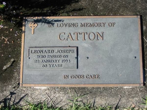 CATTON, Leonard Joseph,  | died 22 Jan 1994, 65 years;  | Woodford Cemetery, Caboolture  | 