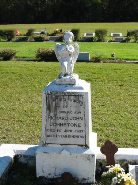 Richard John JOHNSTONE, son,  | died 1 June 1937 aged 1 year 10 months;  | Woodford Cemetery, Caboolture  | 