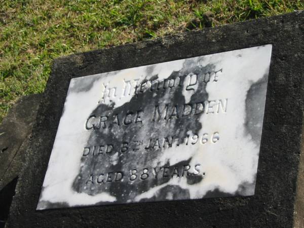 Grace MADDEN,  | died 8 Jan 1966 aged 88 years;  | Woodford Cemetery, Caboolture  | 