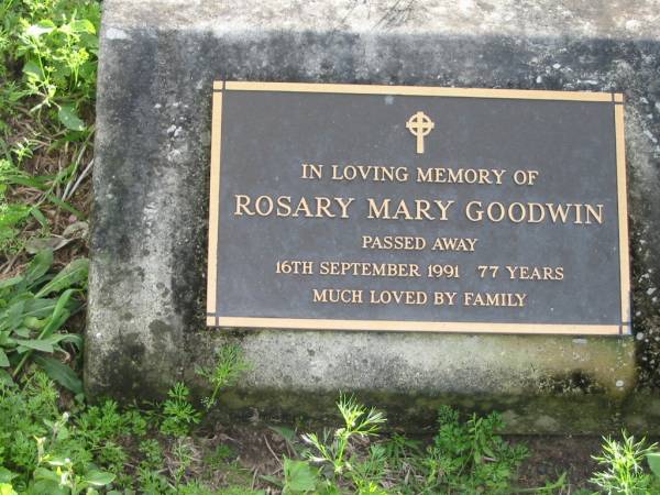 Rosary Mary GOODWIN,  | died 16 Sept 1991 aged 77 years;  | Woodford Cemetery, Caboolture  | 