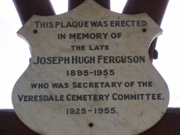 Joseph Hugh FERGUSON  | 1895 - 1955  | Woodhill cemetery (Veresdale), Beaudesert shire  | 