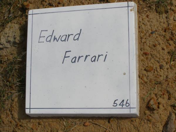 Edward Farrari  | Woodhill cemetery (Veresdale), Beaudesert shire  |   | 