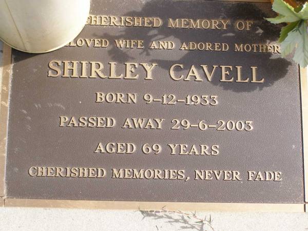Shirley CAVELL  | b: 9 Dec 1933, d: 29 Jun 2003, aged 69  | Woodhill cemetery (Veresdale), Beaudesert shire  |   | 