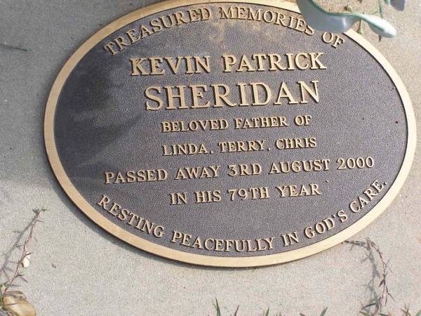 Kevin Patrick SHERIDAN  | (father of Linda, Terry, Chris)  | 3 Aug 2000, aged 79  | Woodhill cemetery (Veresdale), Beaudesert shire  |   | 