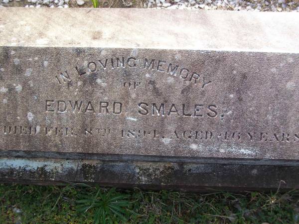 Edward Smales  | 8 Feb 1894, aged 46  | Woodhill cemetery (Veresdale), Beaudesert shire  |   | 