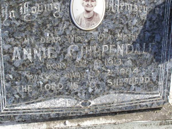 Annie Chippendale  | b: 24 Feb 1913, d: 22 Feb 1984  | Woodhill cemetery (Veresdale), Beaudesert shire  |   | 