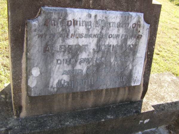 Albert John Day  | 2 Nov 1949, aged 67  | Woodhill cemetery (Veresdale), Beaudesert shire  |   | 