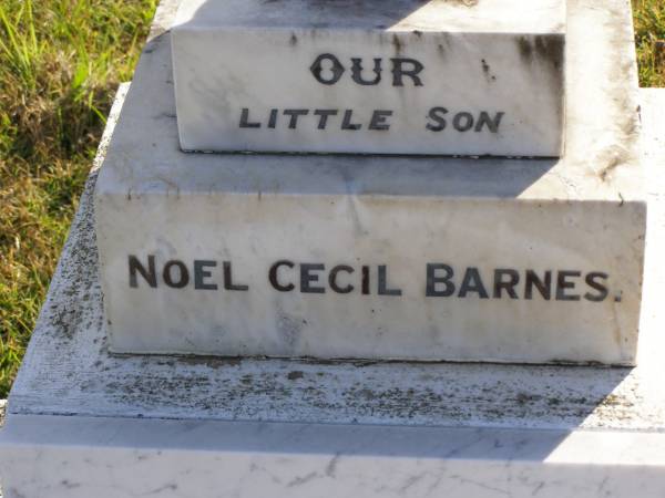 (son) Noel Cecil Barnes  |   | Elvie May Barnes  | b: 1916, d: 1992, aged 76  | Cecil Allen Barnes  | b: 1910, d: 1999, aged 89  |   | Woodhill cemetery (Veresdale), Beaudesert shire  |   | 