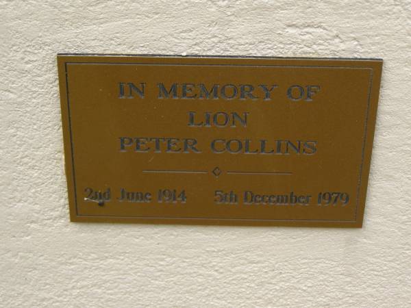 Peter COLLINS  | b: 2 Jun 1913  | d: 5 Dec 1979  | Lions Club Memorial Wall - Woombye  | 