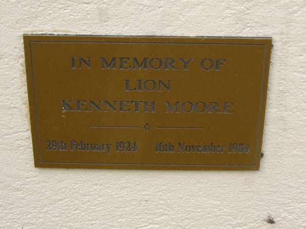 Kenneth MOORE  | b: 29 Feb 1924  | d: 16 Nov 1984  |   | Lions Club Memorial Wall - Woombye  | 