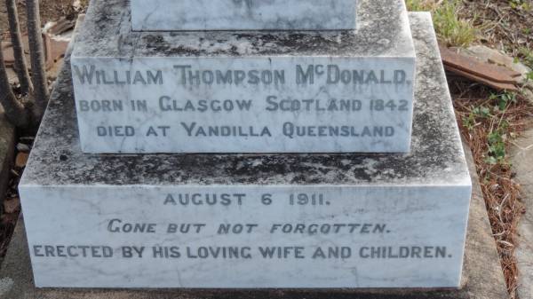 William Thompson McDONALD  | b: 1842 Glasgow  | d: 6 Aug 1911, Yandilla, Queensland  |   | Yandilla All Saints Anglican Church with Cemetery  |   | 