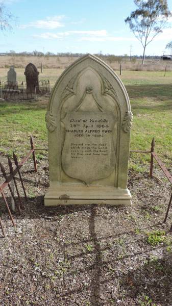 Charles Alfred OWEN  | d: 29 Apr 1864 aged 36 at Yandilla  |   | Yandilla All Saints Anglican Church with Cemetery  |   | 