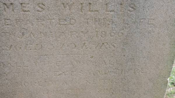 James WILLIS  | d: 26 Jan 1866 aged 37 years  |   | Yandilla All Saints Anglican Church with Cemetery  |   | 