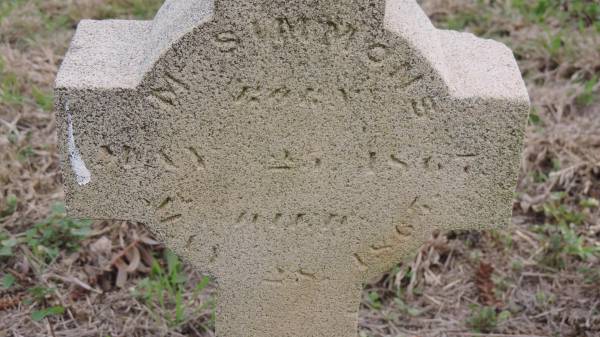 M SIMMONS  | b: 25 May 1864?  | d: 28 May 1865  |   | Yandilla All Saints Anglican Church with Cemetery  |   | 