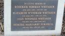 
Robert William GORE
b: 13 Apr 1851
d: 30 Jun 1895

Roderick Norman WHITAKER
b: 28 Apr 1899
d: 21 Nov 1991

Elizabeth Wyndham WHITAKER
b: 6 Apr 1953
d: 12 Jan 2000

Joan Winifred WHITAKER
b: 5 Sep 1915
d: 13 Jun 2003

Deirdre Margaret TURNBULL
b: 9 Nov 1919
d: 3 Jan 2006

Yandilla All Saints Anglican Church with Cemetery

