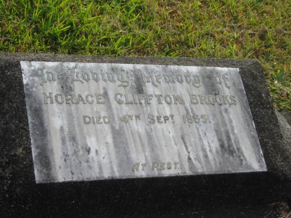 Horace Cliffton BROOKS  | d: 4 Sep 1955  |   | Yandina Cemetery  |   | 