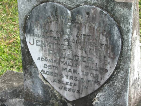 Jennifer Netus PAULGER  | d: 25 Mar 1952 aged 6 y 8 mo  |   | Yandina Cemetery  |   | 