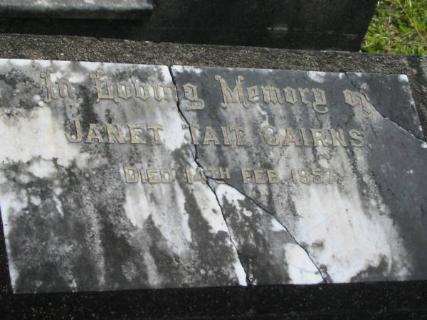 Janet Tait CAIRNS  | d: 14 Feb 1957  |   | Yandina Cemetery  |   | 