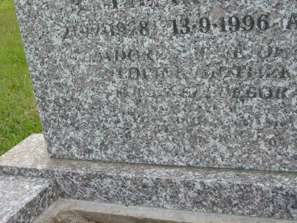 Billie Irene MARX  | b: 21 Dec 1928  | d: 13 Sep 1996 aged 67  | wife of Bill  | mother to  Michael ?,  Deborah, Peter, ?  |   | Yandina Cemetery  |   | 