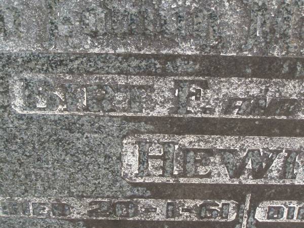 Birt F HEWITT  | d: 20 Jan 1961 aged 78  |   | Ella HEWITT  | d 1 Jun 1978 aged 88  |   | Yandina Cemetery  |   | 