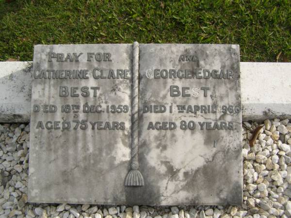 Catherine Clare BEST  | d: 18 Dec 1959 aged 75  |   | George Edgar BEST  | d: 1 Apr 1966 aged 80  |   | Joyce Emily Mary JACKSON  | b: 20 Jul 1914  | d: 29 Nov 1999  | wife of Colin JACKSON  |   | Yandina Cemetery  |   |   | 